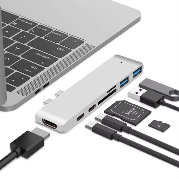 Hub Type-C multifuncional de duas extremidades 7 em 1 para laptops Apple 11